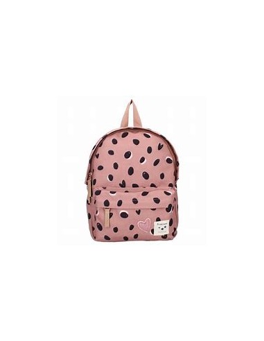 Sac à dos enfant coeurs & pois - Vieux rose