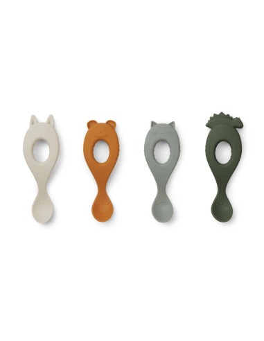 Liva silicone spoon 4 pack Green mix - Liewood