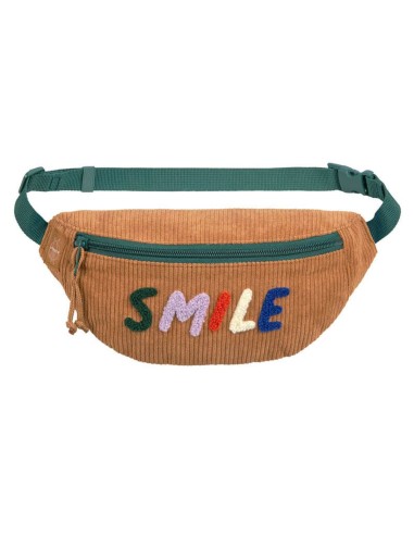 Mini sac banane Little Gang velours Smile camel